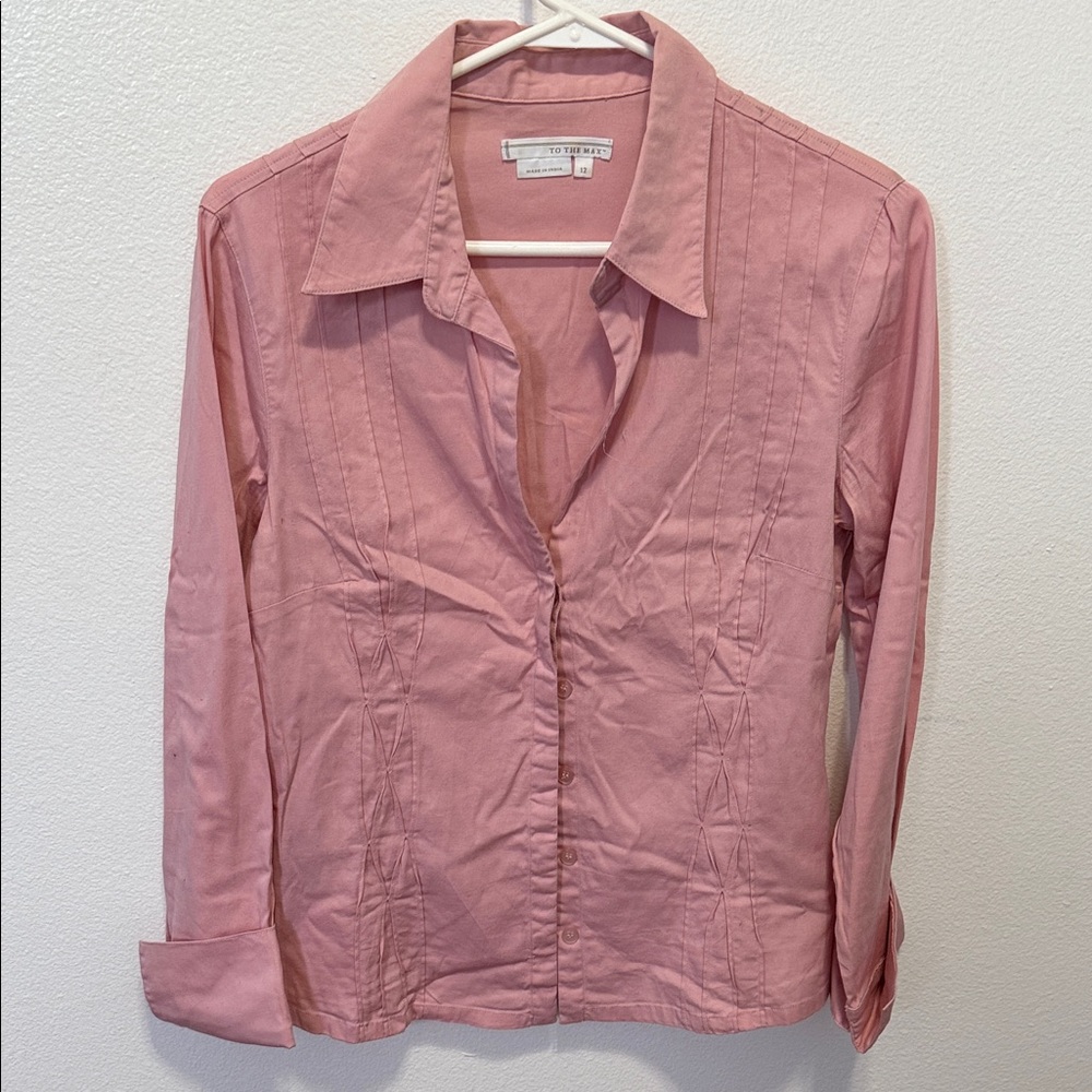 To the Max Blush Button-Down Shirt with beautiful pleating and French cuffs